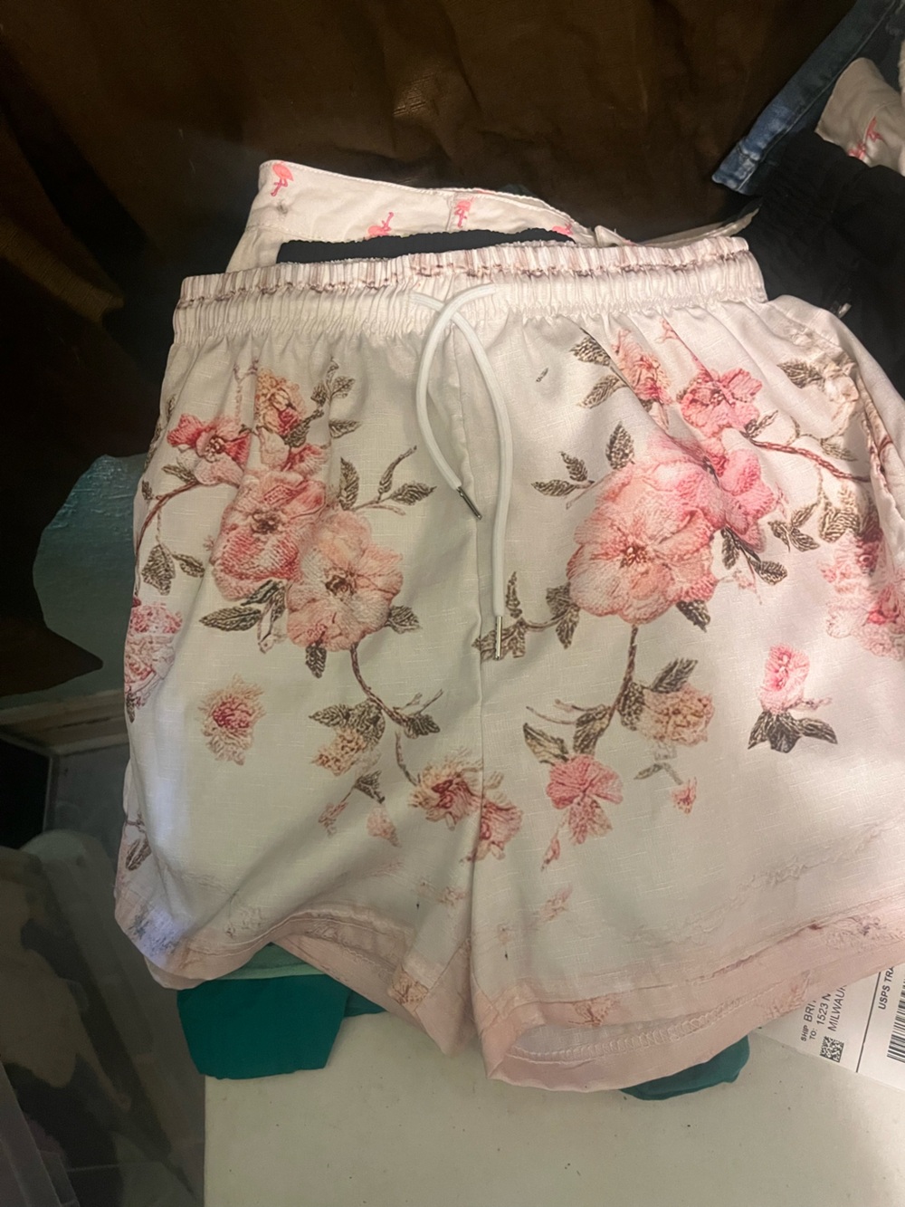 Floral Pink Women's Drawstring Shorts